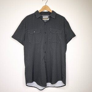 Kenneth Cole Reaction Men’s Large Black White Polka Dot Short Sleeve Button Up